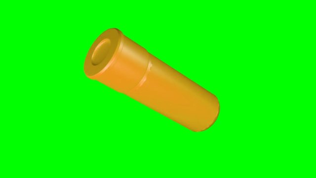 Empty Shotgun bullet shell over the green screen in 4k UHD resolution.