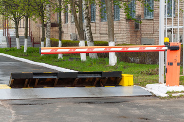 automatic road blocker locks access to the protected area