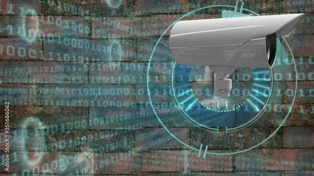Poster animation of camera moving over binary system on brick wall background