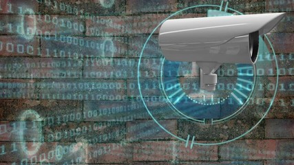 Animation of camera moving over binary system on brick wall background - Powered by Adobe