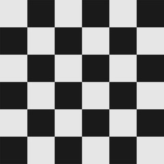 Simple abstract vector background of black and white squares. Chess checkerboard or tile mosaic texture. Checkered racing line finish seamless pattern.