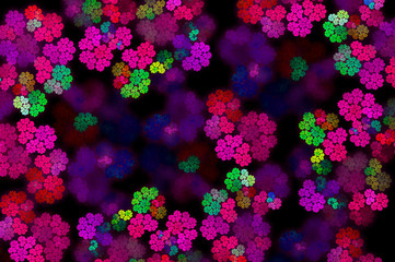 Obraz na płótnie Canvas Abstract multicolored background of flowers. Fractal pattern for creativity and design.