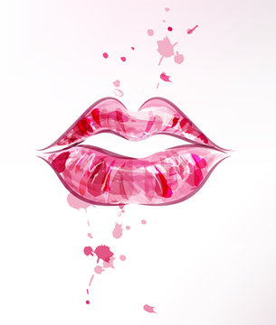 vector illustration of beautiful women lips on white background