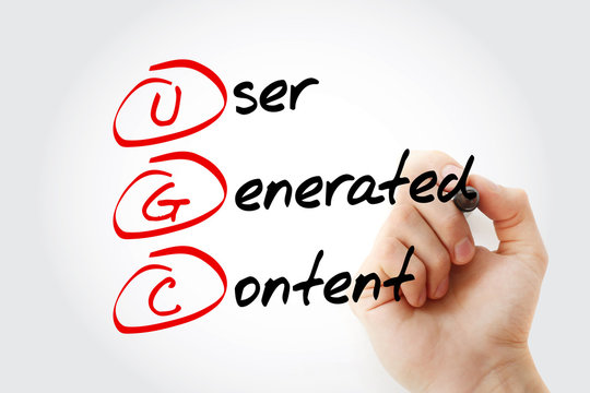 UGC - User Generated Content acronym, technology concept background