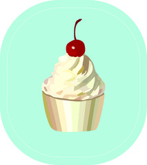 Cake with cherry vector illustration