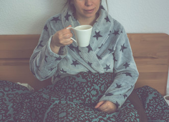 What a great morning. Americano or espresso latte of girl. perfect morning with best coffee. girl relax in bad with a coffee