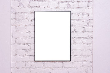 Black frame on white wall, background, mockup