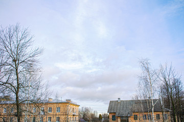 Fototapeta na wymiar Sky over the city, apartment buildings