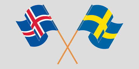 Crossed flags of Iceland and Sweden