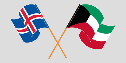 Crossed flags of Iceland and Kuwait