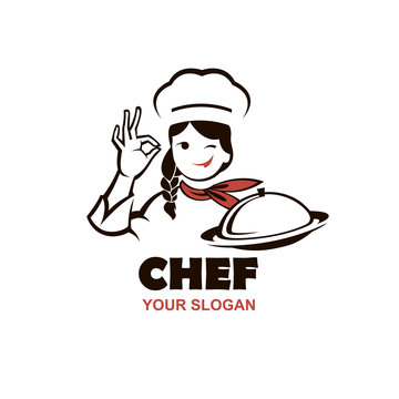 chef woman design with dish in hand isolated on white background