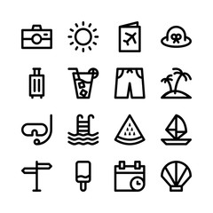 simple set of summer beach icon vector illustration. perfect for any purposes