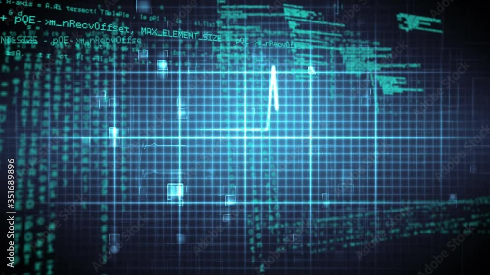 Poster animation of data processing and digital information flowing through network of connections