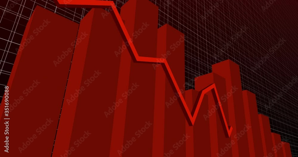 Poster animation of red graph on white grid on black background