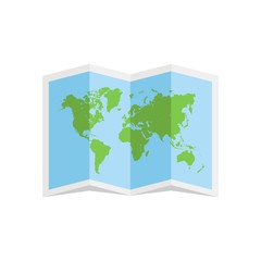 world map in a piece of paper for travel guidance vector illustration design