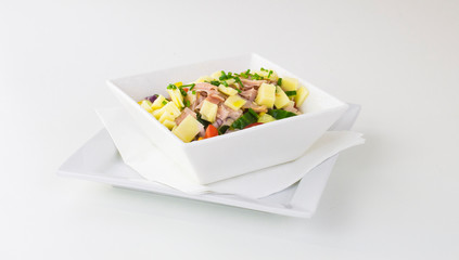 salad with ham and vegetables