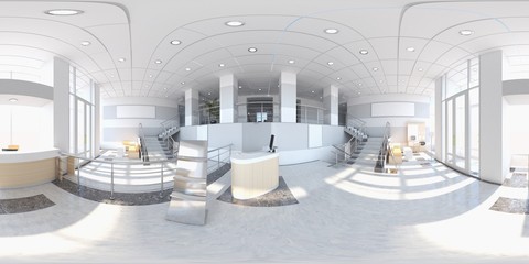 spherical panorama of the interior, 3D illustration