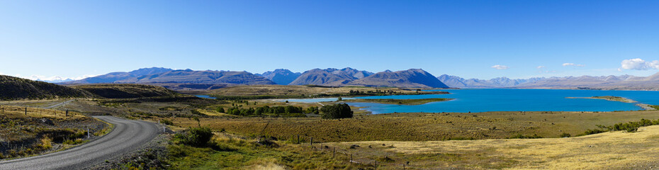 Fototapeta premium Panorama of Lake Tekapo - South Island New Zealand