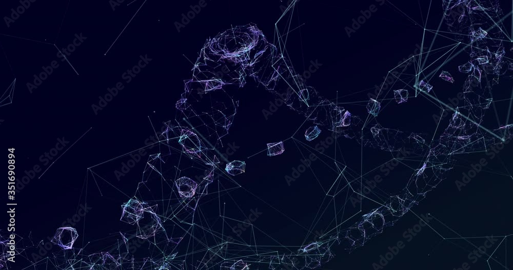 Poster animation of triangle forming others forms on blue background