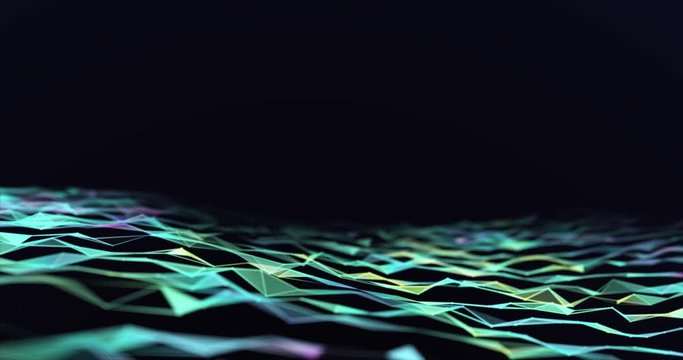 Animation of green geometrical wave on black background