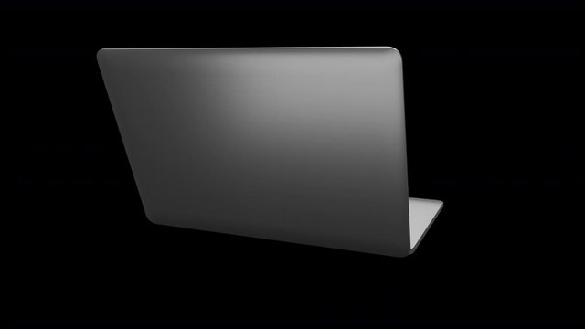 Laptop notebook turn table around 360 degrees have green screen monitor and red track point with 3d rendering include alpha channel.