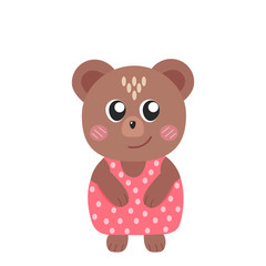 Cute cartoon funny bear, stock vector illustration isolated on white background