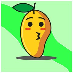  Kissing Cute Mango fruit cartoon face mascot character vector design
