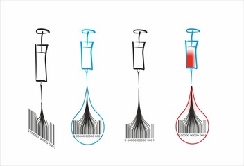 the syringe collects the virus vaccin. illustration