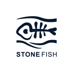 Fish Skeleton Silhouette Logo Symbol