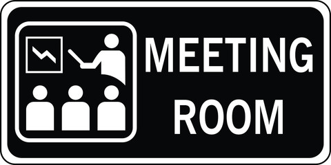 Meeting room door sign black