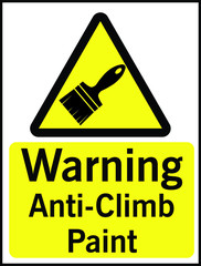 Warning paint wet anti climb