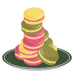 Colorful french macaron cookies with different flavors