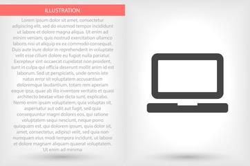 Laptop vector icon , lorem ipsum Flat design