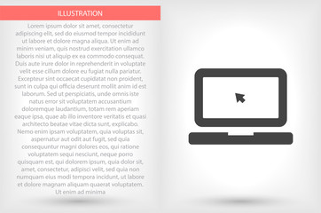 Laptop vector icon , lorem ipsum Flat design