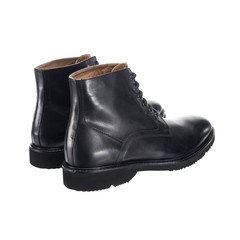 high leather classic men's shoes with laces isolated on white background