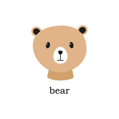 Cute bear head vector. Animal cartoon print illustration isolated on white.