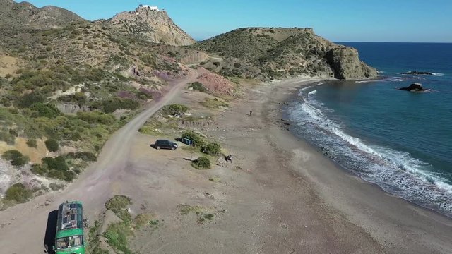 Vista a&eacute;rea de playa de Mojacar