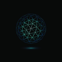 Blue neon sphere. Neon logo.