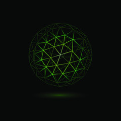 Green neon sphere. Neon logo.