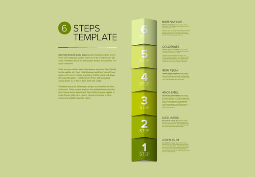 6 Green Arrow Shape Steps Process Infographic