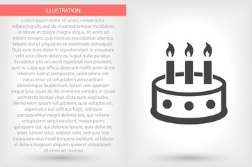 Cake vector icon , lorem ipsum Flat design