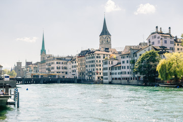 Switzerland cityscape of Zurich downtown. European city landscape.