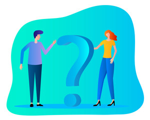 People ask questions.People standing near the question mark.vector illustration.