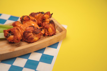Hot and spicy, delicious deep fried buffalo chicken wings.