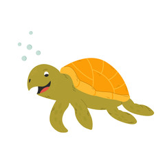 Happy smiling turtle isolated on white backgroud