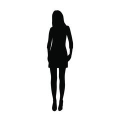 Fototapeta premium Silhouette of a woman standing, business people,vector illustration, black color, isolated on white background