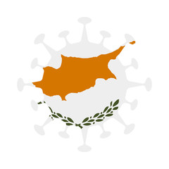 Cypriot flag inside a virus.  Vector illustration representing the pandemic's effect on Cyprus.