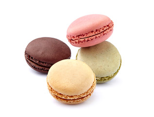 Sweet  macarons assorted isolated on white background. Clipping Path.