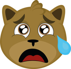 Vector illustration of a cartoon cat's face with a sad expression

