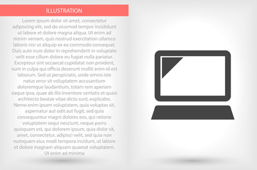 Laptop vector icon , lorem ipsum Flat design